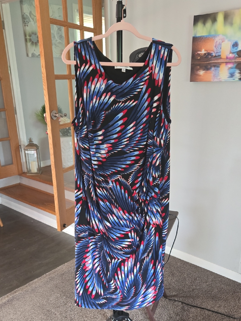 Sleeveless Black Multicolor Abstract Print Dress 🌺 Size 2X
